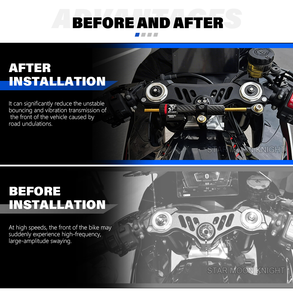 حامل مخمد التوجيه للدراجات الن - مراجعة Steering Damper Stabilizer Kit Cnc وسعره